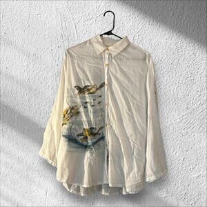 Coconut Reef L Painted Sea Turtles Coastal Grandma Nautical Beachy Cover Up